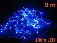 Vánoční LED řetěz 9 m, 100 LED, modrý