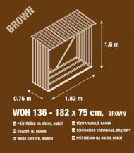Přístřešek na dřevo  G21 WOH 136 - 182 x 75 cm, hnědý