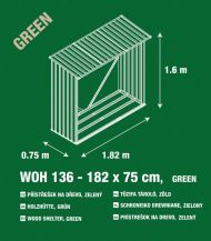 Přístřešek na dřevo  G21 - 136 x 182 x 75 cm, zelený