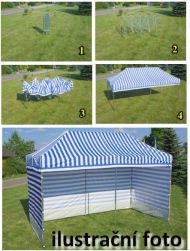 Zahradní párty stan PROFI STEEL 3 x 3 m, modrý/bílý