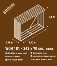 Přístřešek na dřevo  G21 WOH 181 - 242 x 75 cm, hnědý