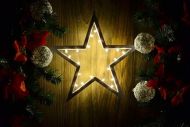 Vánoční dekorace, hvězda, 20 LED, teple bílá