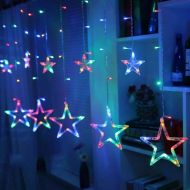 VOLTRONIC Vánoční závěs, svítící hvězdy, 150 LED, barevný