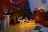 Nexos Světelný LED vánoční sob se sáněmi, 140 cm, teple bílý