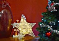 Vánoční dekorace, hvězda 25 cm, 10 LED, teple bílá