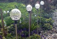 Zahradní sada solárních LED lamp - 3 skleněné koule s barevnou změnou