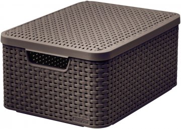 Košík box s víkem - M - tm. hnědý CURVER Košík box s víkem - M - tm. hnědý CURVER
