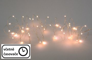 Vánoční LED stříbrný drát 20 LED, teple bílý