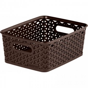 Polyratanový košík STYLE BOX S - tm. hnědá CURVER Polyratanový košík STYLE BOX S - tm. hnědá CURVER