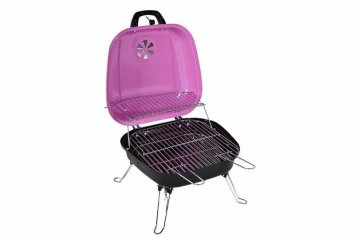 Kufříkový gril na dřevěné uhlí BBQ - růžový Kufříkový gril na dřevěné uhlí BBQ - růžový