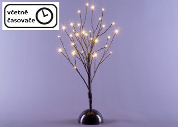 Dekorativní LED světelný strom s 32 LED, 40 cm - černý Dekorativní LED světelný strom s 32 LED, 40 cm - černý