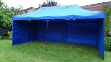 Zahradní párty stan DELUXE nůžkový + boční stěny - 3 x 6 m modrá Zahradní párty stan DELUXE nůžkový + boční stěny - 3 x 6 m modrá