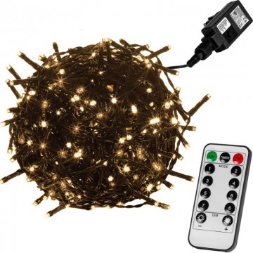 Vánoční LED osvětlení 40 m - teple bílá 400 LED + ovladač - zelený kabel Vánoční LED osvětlení 40 m - teple bílá 400 LED + ovladač - zelený kabel