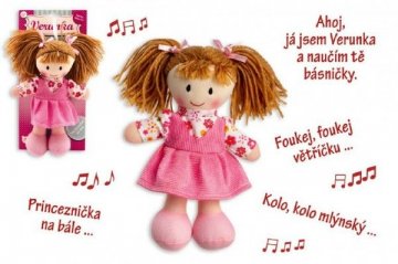 Panenka Verunka hadrová plyš 20cm česky mluvící na kartě Panenka Verunka hadrová plyš 20cm česky mluvící na kartě