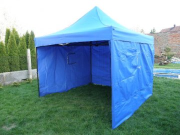 Zahradní párty stan DELUXE nůžkový + boční stěny - 3 x 3 m modrá Zahradní párty stan DELUXE nůžkový + boční stěny - 3 x 3 m modrá