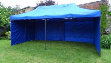 Zahradní párty stan DELUXE nůžkový + boční stěna - 3 x 6 m modrá Zahradní párty stan DELUXE nůžkový + boční stěna - 3 x 6 m modrá