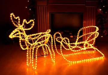 Nexos Světelný LED vánoční sob se sáněmi, 140 cm, teple bílý
