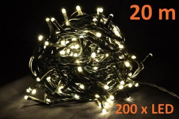 Vánoční LED osvětlení 20 m - teple bílé, 200 diod Vánoční LED osvětlení 20 m - teple bílé, 200 diod
