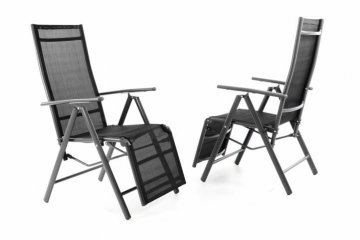 Zahradní sada 2x hliníkové skládací křeslo s podnožkou RELAX - antracit Zahradní sada 2x hliníkové skládací křeslo s podnožkou RELAX - antracit