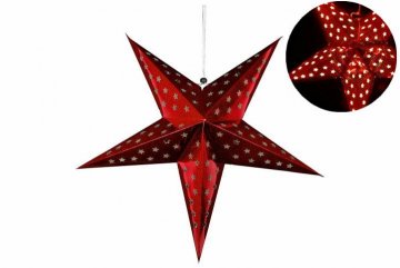 Vánoční hvězda s časovačem 60 cm, 10 LED, červená Vánoční hvězda s časovačem 60 cm, 10 LED, červená