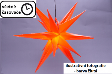 Vánoční dekorace - hvězda s časovačem 1 LED, 55 cm, žlutá Vánoční dekorace - hvězda s časovačem 1 LED, 55 cm, žlutá