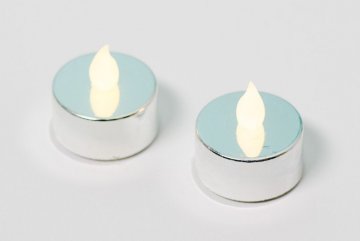 Dekorativní sada - 2 čajové svíčky, stříbrné