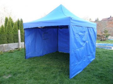 Zahradní párty stan DELUXE nůžkový + boční stěny - 3 x 3 m modrá Zahradní párty stan DELUXE nůžkový + boční stěny - 3 x 3 m modrá