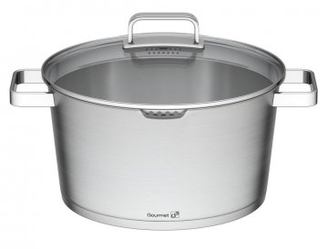 Hrnec G21 Gourmet Magic s cedníkem a poklicí, nerez - 28 cm Hrnec G21 Gourmet Magic s cedníkem a poklicí, nerez - 28 cm