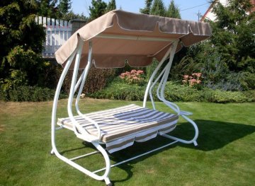 Zahradní houpačka DE LUXE béžovo-bílá Zahradní houpačka DE LUXE béžovo-bílá