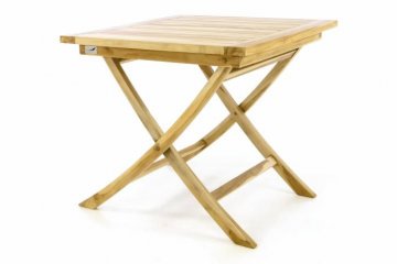 Skládací zahradní stolek DIVERO - týkové dřevo neošetřené - 80 cm Skládací zahradní stolek DIVERO - týkové dřevo neošetřené - 80 cm