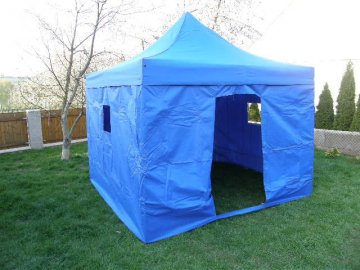 Zahradní párty stan DELUXE nůžkový + boční stěny - 3 x 3 m modrá Zahradní párty stan DELUXE nůžkový + boční stěny - 3 x 3 m modrá