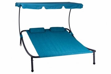 Zahradní lehátko Divero Ohrid se stříškou a kolečky pro 2 osoby - 202 x 189 x 152 cm Zahradní lehátko Divero Ohrid se stříškou a kolečky pro 2 osoby - 202 x 189 x 152 cm