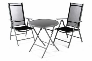 Zahradní balkónový set židle a stůl - černé Zahradní balkónový set židle a stůl - černé
