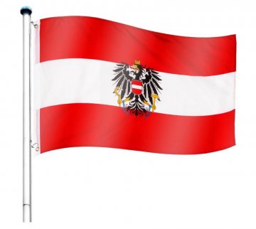 Vlajkový stožár vč. vlajky Rakousko - 650 cm Vlajkový stožár vč. vlajky Rakousko - 650 cm
