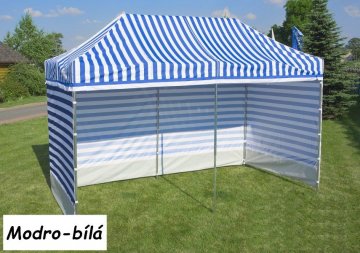 Zahradní párty stan PROFI STEEL 3 x 3 - modro-bílá pruhovaná Zahradní párty stan PROFI STEEL 3 x 3 - modro-bílá pruhovaná
