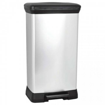 Odpadkový koš DECOBIN pedal 50l - stříbrný CURVER Odpadkový koš DECOBIN pedal 50l - stříbrný CURVER