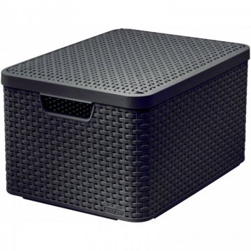 Plastový úložný STYLE BOX s víkem - L - hnědý CURVER Plastový úložný STYLE BOX s víkem - L - hnědý CURVER