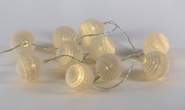 LED světelná dekorace, háčkované koule, 10 LED, teple bílé