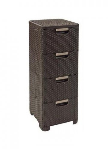 Polyratanová skříňka RATTAN STYLE - 4x14l - hnědá CURVER Polyratanová skříňka RATTAN STYLE - 4x14l - hnědá CURVER
