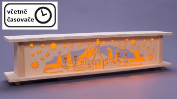 Vánoční dřevěná dekorace, 10 LED Vánoční dřevěná dekorace, 10 LED