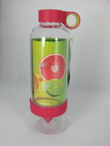 Láhev na pití s lisem na citrusy - růžová Láhev na pití s lisem na citrusy - růžová