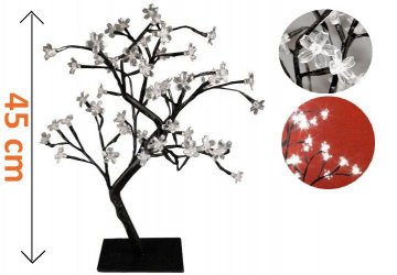 Dekorativní LED strom s květy 45 cm, studená…