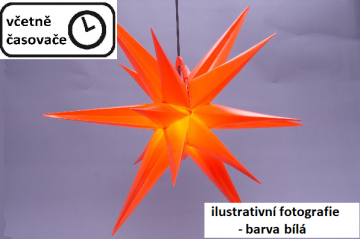 Vánoční dekorace - hvězda s časovačem 1 LED, 55 cm, bílá Vánoční dekorace - hvězda s časovačem 1 LED, 55 cm, bílá