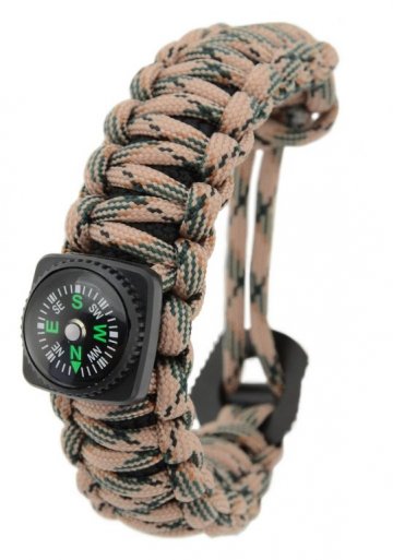 Náramek OUTDOOR s kompasem a doplňky Náramek OUTDOOR s kompasem a doplňky