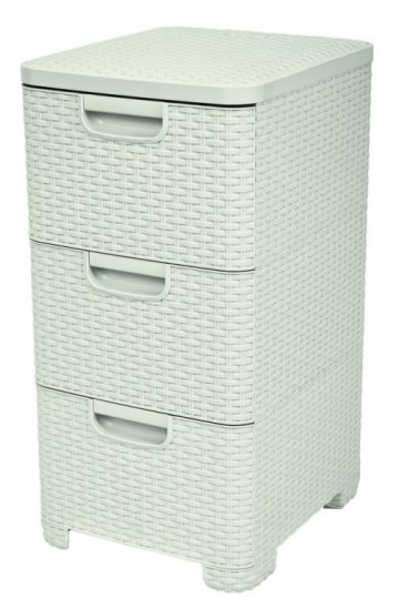 Skříňka ratanového vzhledu - 3x14L - krémová CURVER Skříňka ratanového vzhledu - 3x14L - krémová CURVER
