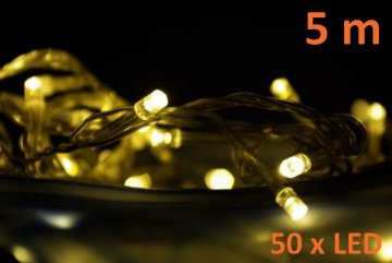 Vánoční LED osvětlení 5 m - teple bílé, 50 diod Vánoční LED osvětlení 5 m - teple bílé, 50 diod