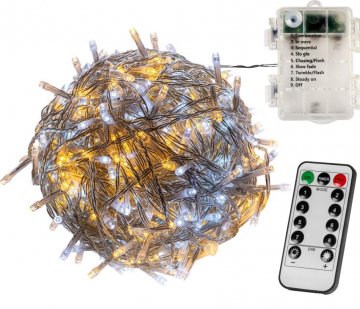 Vánoční osvětlení 20m - teple/studeně bílé 200LED na BATERIE Vánoční osvětlení 20m - teple/studeně bílé 200LED na BATERIE