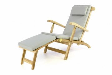 Zahradní dřevěné lehátko DIVERO Florentine + polstrování - šedé Zahradní dřevěné lehátko DIVERO Florentine + polstrování - šedé