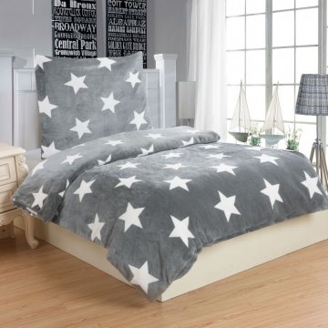 Mikroplyšové ložní prádlo STARS GREY Mikroplyšové ložní prádlo STARS GREY