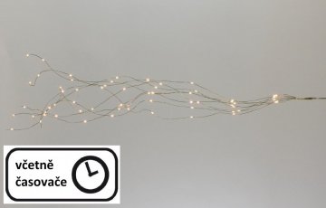 Vánoční dekorativní osvětlení – drátky, 64 LED, teple bílé
